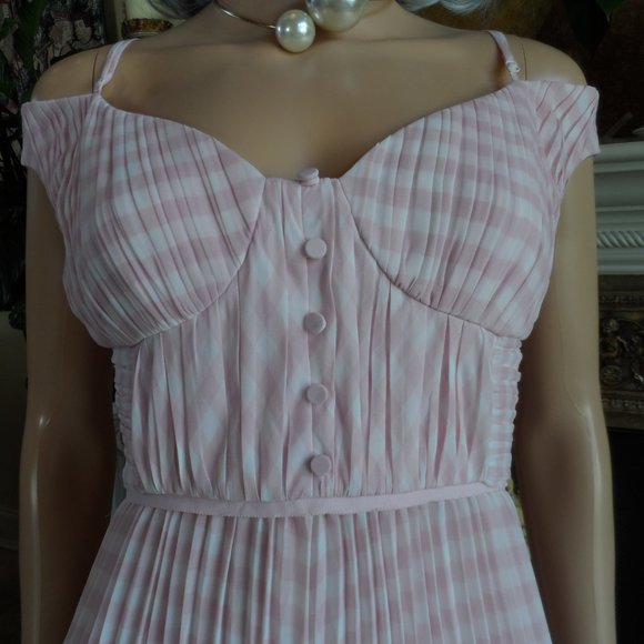 Self-Portrait Pink Gingham Midi Dress - Picture 6 of 16